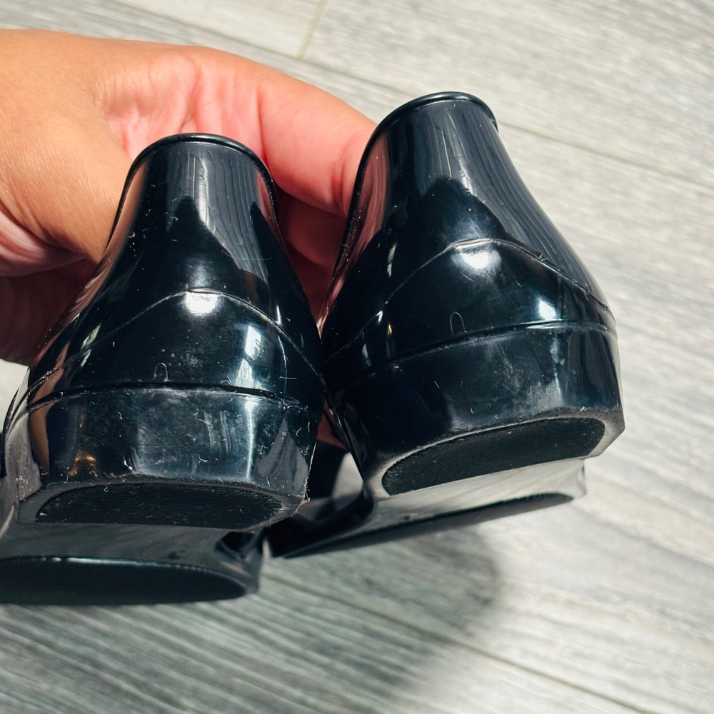 Salvatore Ferragamo Black Barbado Bow Peep Toe‎ Jelly Flats Size 8 - Picture 7 of 11